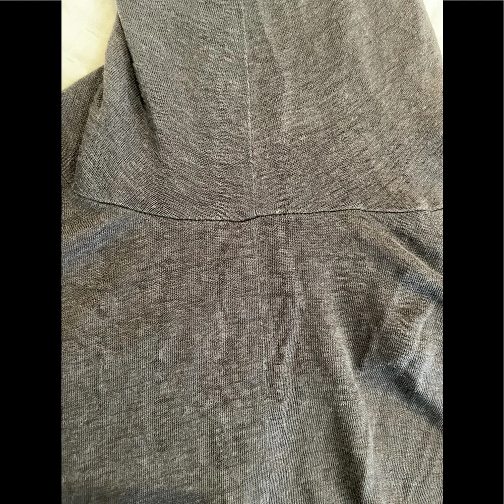 Eileen Fisher Charcoal Gray Long V-Neck Linen Dress - Picture 7 of 8